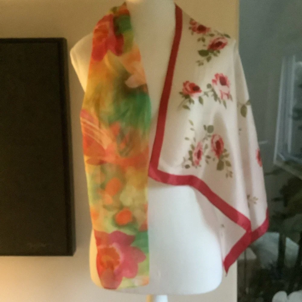 Two Vintage Floral Scarves